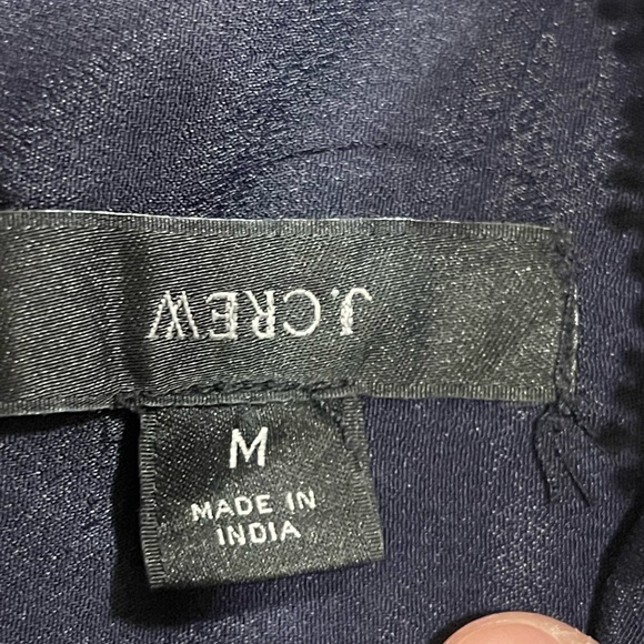 J. Crew Navy & Green Floral Crochet Lace Blouse Cap Sleeve  Preppy Classic Sz M - Picture 6 of 10